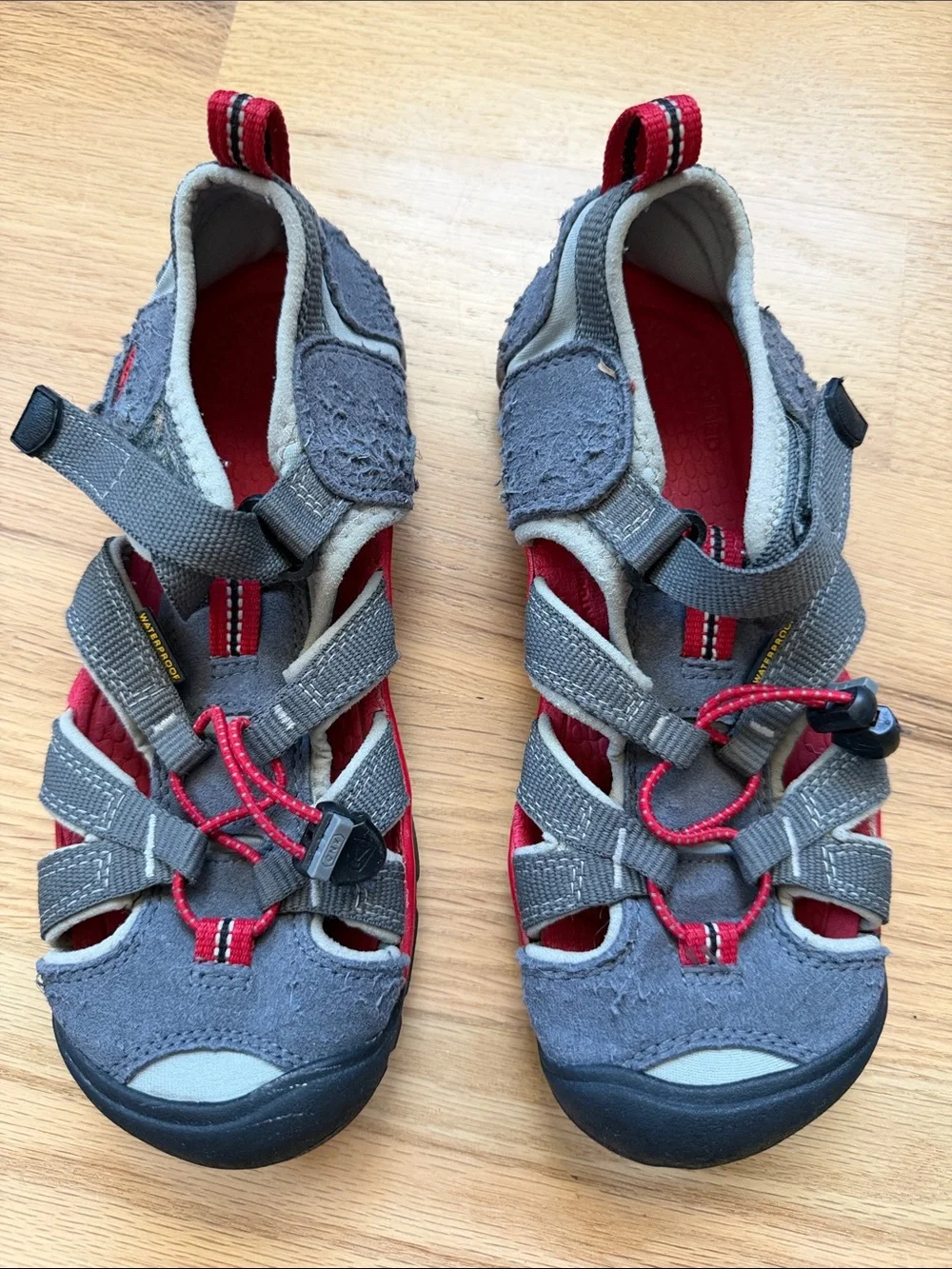 Keen Kids Gray and Red Water Shoes